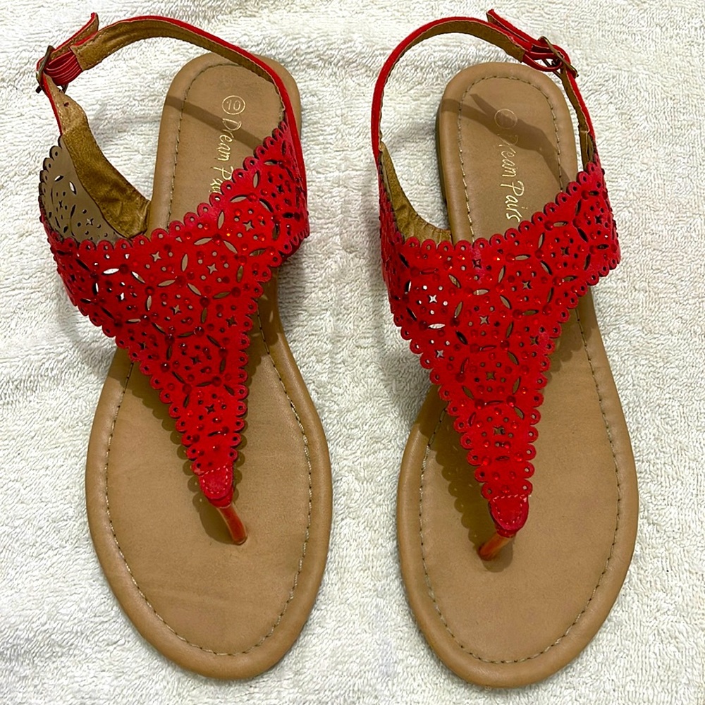 Suede with rhinestones flat sandals